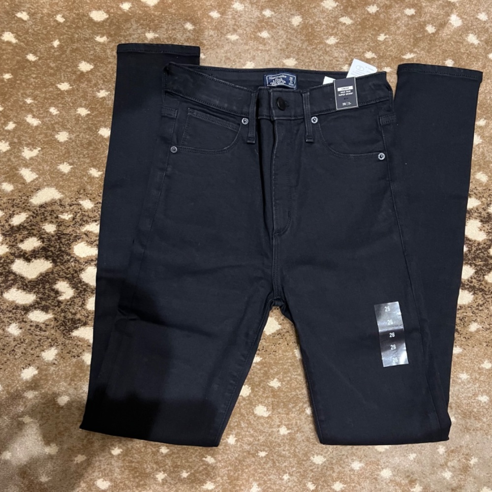 Abercrombie Super Highrise Skinny Black sz 26 - Picture 2 of 3